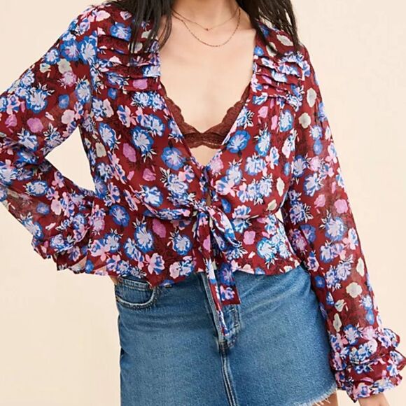 Free People Maybel Floral Blouse M - Picture 11 of 11